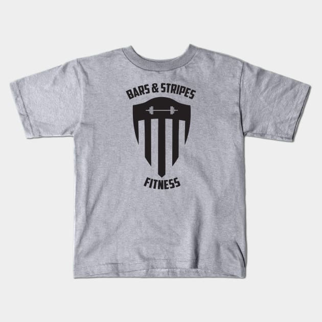 BSF - Bars & Stripes Fitness Logo - All Black! Kids T-Shirt by BarsandStripesFitness